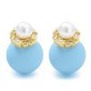 18K Gold Plated Little Hand Earring Elegant Pearl Birthday Gift (Blue) view 1