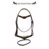 SIE EQUESTRIAN Designer Crown Browband Noseband w Fancy Stitch Leather Horse Bridle Bridles (Havana, Full) view 2