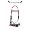 SIE EQUESTRIAN Two Row Matching Pink Crystal and Padding Leather Horse Bridles (Havana, Full) view 2