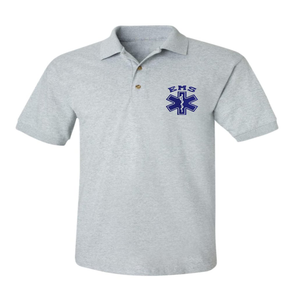 ALLNTRENDS Men's Polo T Shirt EMS Embroidered Services Shirt (2XL, Sporty Grey)