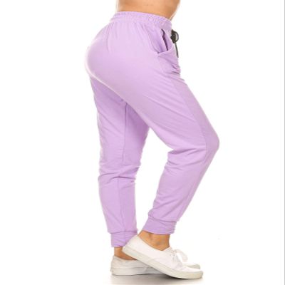 Leggings Depot Womens Relaxed fit Jogger Pants - Track Cuff Sweatpants with Pockets, Lilac, X-Large