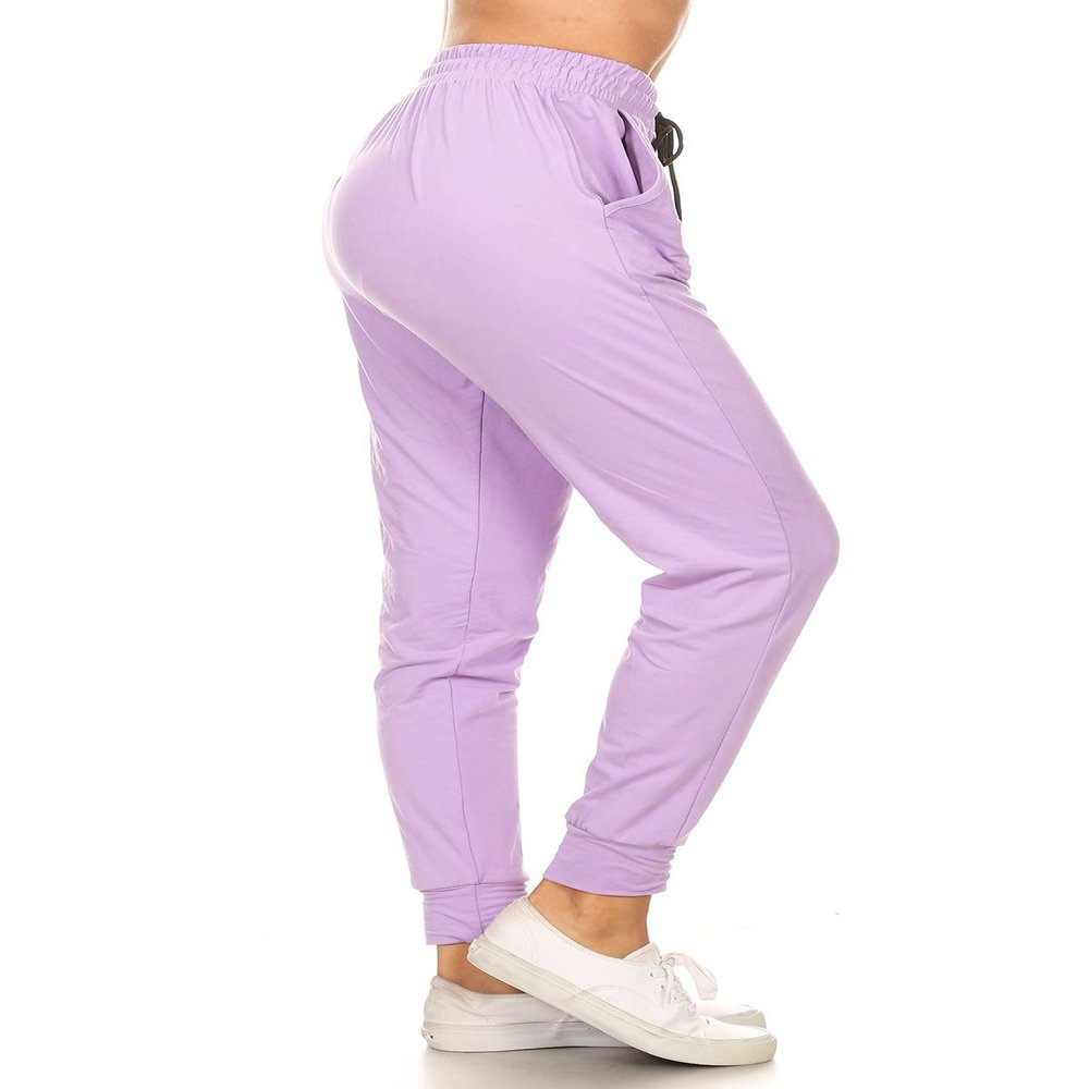 Leggings Depot Womens Relaxed fit Jogger Pants - Track Cuff Sweatpants with Pockets, Lilac, X-Large