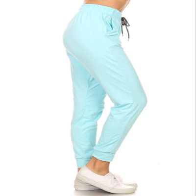 Leggings Depot Womens Relaxed fit Jogger Pants - Track Cuff Sweatpants with Pockets, Sky Blue, Large