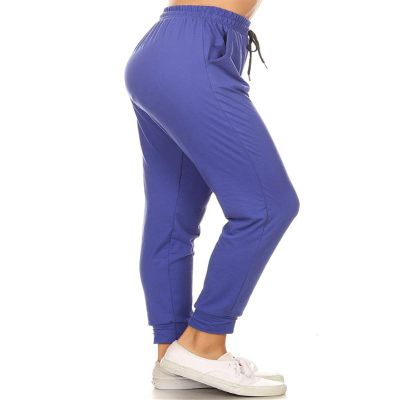 Leggings Depot Womens Relaxed fit Jogger Pants - Track Cuff Sweatpants with Pockets, Royal Blue, X-Large