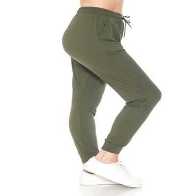 Leggings Depot Womens Relaxed fit Jogger Pants - Track Cuff Sweatpants with Pockets, Olive, Medium