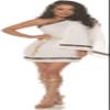 Toga Women's Inspired Ancient Roman Goddess Tunic Dress Trimmed in Black and Gold Accent with attached Shoulder Scarf and Rope Belt view 1