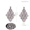 Handmade Gold Color Hollow-out Pattern Dangle Drop Earrings and Clip on Earrings No Pierced for Women (Silver clip-on) view 2