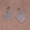 Handmade Gold Color Hollow-out Pattern Dangle Drop Earrings and Clip on Earrings No Pierced for Women (Silver clip-on) view 4