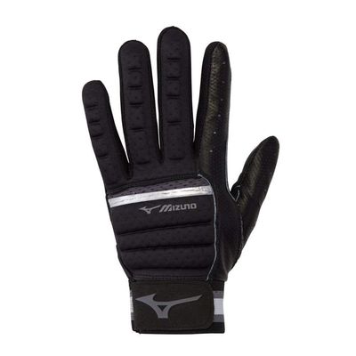 Mizuno B-130 Adult Baseball Batting Glove, Black-Charcoal, Small