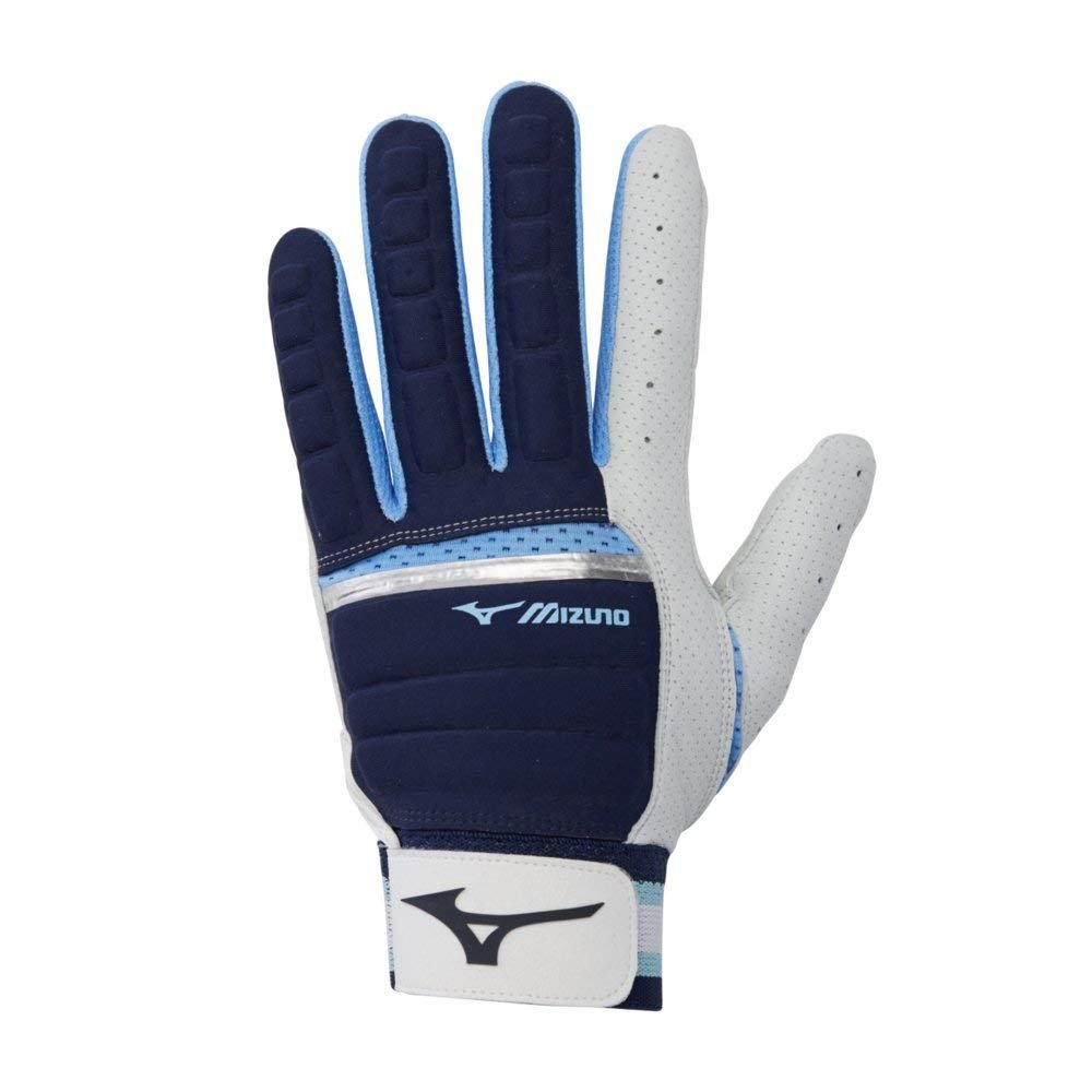 Mizuno B-130 Adult Baseball Batting Glove, Navy-Light Blue, XX-Large