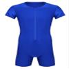 iiniim Mens Short Sleeve Full Body Swimsuits Front Zip Workout Gymnastics Leotard Bodysuit Biketard Blue XX-Large view 1