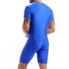 iiniim Mens Short Sleeve Full Body Swimsuits Front Zip Workout Gymnastics Leotard Bodysuit Biketard Blue XX-Large view 4