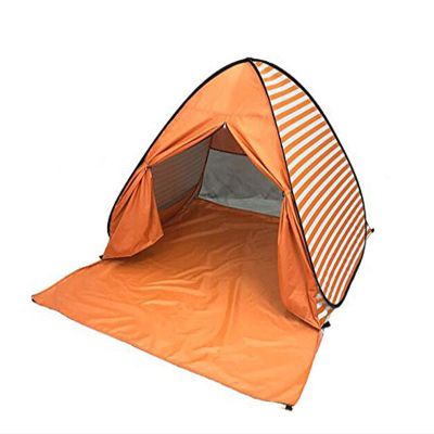 YBK Tech New Stripe Style Automatic Pop Up Beach Tent UV Protection Instant Portable Quick Cabana Sun Shelter for 2-3 Persons (Orange)