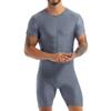 iiniim Mens Short Sleeve Full Body Swimsuits Front Zip Workout Gymnastics Leotard Bodysuit Biketard Gray X-Large view 3