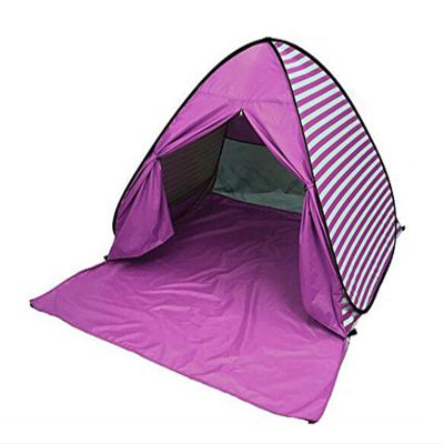 YBK Tech New Stripe Style Automatic Pop Up Beach Tent UV Protection Instant Portable Quick Cabana Sun Shelter for 2-3 Persons (Pink)