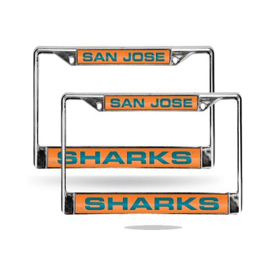 San Jose Sharks NHL Chrome Metal - Set of 2 - Laser Cut License Plate Frame Set