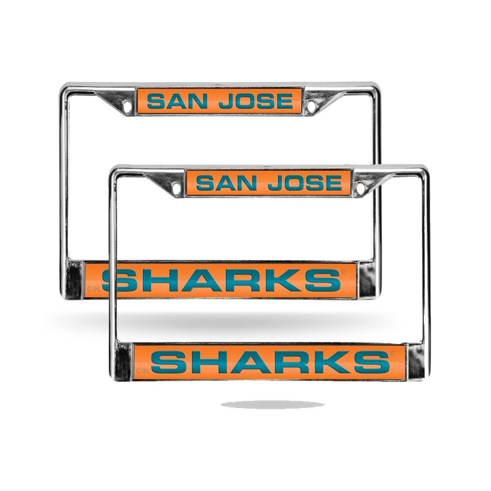San Jose Sharks NHL Chrome Metal - Set of 2 - Laser Cut License Plate Frame Set