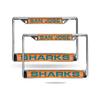 San Jose Sharks NHL Chrome Metal - Set of 2 - Laser Cut License Plate Frame Set view 1
