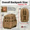 ORCA 34L Military Tactical Backpack  Heavy Duty Waterproof Rucksack for Camping, Hiking & Survival, 600D Polyester (Coyote Brown) view 4