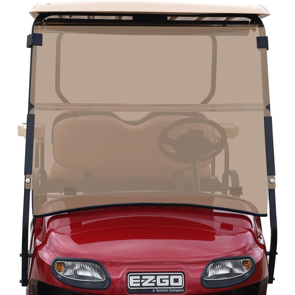 Huskey Tinted Golf Cart Windshield Compatible with EZGO Freedom TXT 2014+ / Valor 2017 to 2022 W/ 1"x1" Struts; 3/16" Thick & Bottom Rubber Body Protection Gasket, 25% thicker than most Windshields