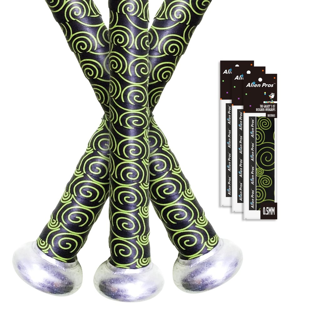 ALIEN PROS Bat Grip Tape 0.5MM for Baseball and Softball (3-Pack)  Non-Slip Easy to Install Bat Tape  Perfect Baseball bat Grip for Aluminum or Wood bat Grip (3-Pack, Black Clouds)