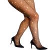 DancMolly Sparkly Rhinestone Fishnet Stockings for Women, Ultra Strong No Snag Fish Net Tights Sexy Rave Party Concert Outfit, 1 Pair Black Small Hole M-XL view 1