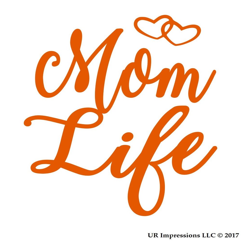 IOrn Mom Life Dual Heart Decal Vinyl Sticker Graphics|UR Impressions|for Cars Trucks SUV Vans Walls Windows Laptop|Intense Orange|5.5 X 4.4 Inch|URI305-IO