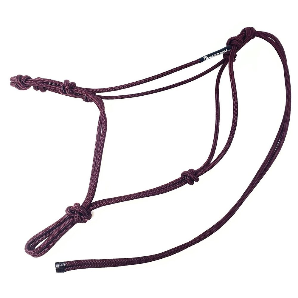 Knotty Girlz Horse Rope Training Halter - 4 Knot 1/4" Stiff Halter Cord - Used by Famous Trainers Multiple Sizes Multiple Colors (Burgundy, Small)
