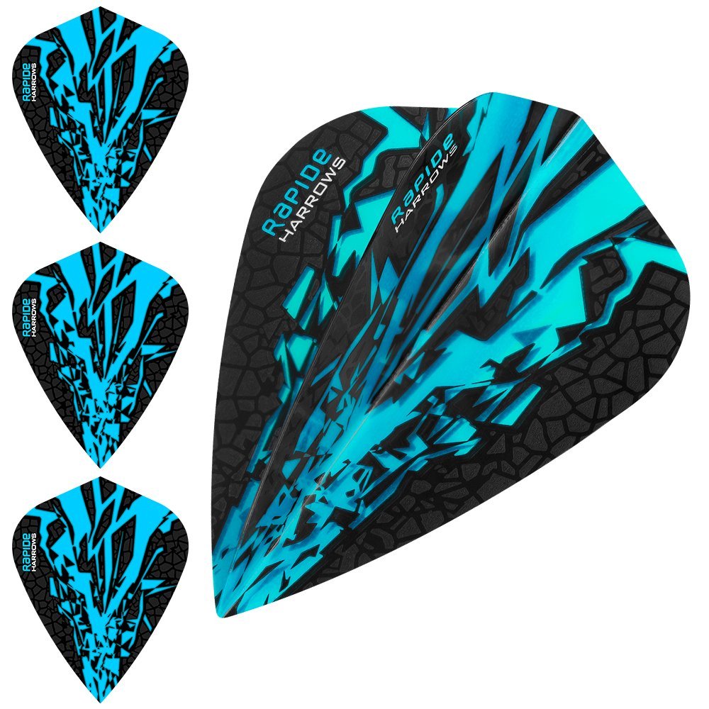 Harrows Rapide X Dart Flights - 100 Micron - Kite - 1 Set (3) (Aqua Blue)