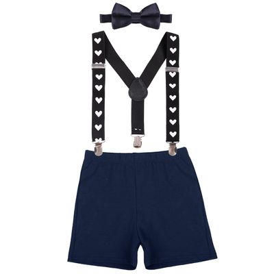 IWEMEK Kids Baby Boys 1st Birthday Cake Smash Outfit Adjustable Y Back Elastic Clip Suspenders Bowtie set Pre-tied Bloomers