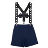 IWEMEK Kids Baby Boys 1st Birthday Cake Smash Outfit Adjustable Y Back Elastic Clip Suspenders Bowtie set Pre-tied Bloomers view 2