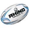 Rhino Tornado XV Rugby Ball, Size 4, White/Blue view 4