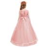 Flower Girl Lace Dress for Kids Formal Wedding Bridesmaid Long Princess Dresses Pageant First Communion Dance Prom Gown Little Baby Baptism Big Girls Birthday Floor Length Puffy Tulle Skirt Peach 4-5Y view 2