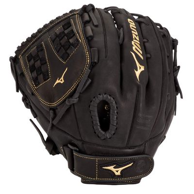 Mizuno GMVP1250PF3 MVP Prime Fastpitch Softball Gloves, 12.5", Left Hand Throw, Black Trident Web