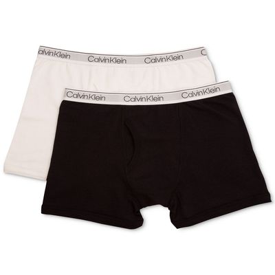 CalvinKleinBoysModern Cotton Assorted Boxer Briefs Underwear, Pack of 2Black/WhiteSmall