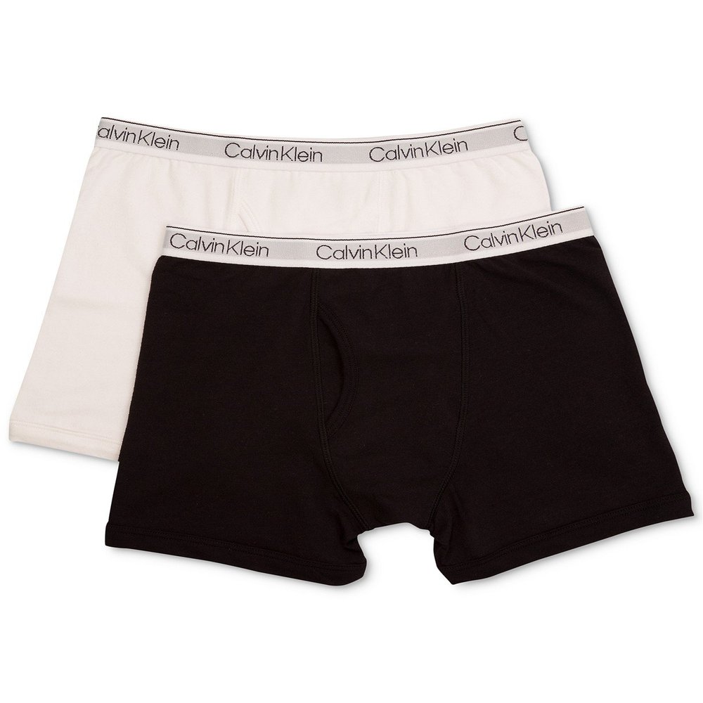 CalvinKleinBoysModern Cotton Assorted Boxer Briefs Underwear, Pack of 2Black/WhiteSmall