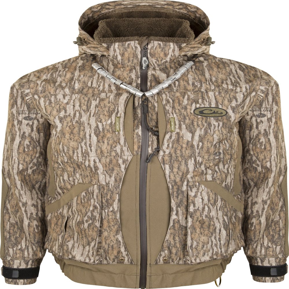 Drake Guardian Elite Boat & Blind Coat, Insulated, Color: Mossy Oak Bottomland, Size: Large (DW6021-006-3)