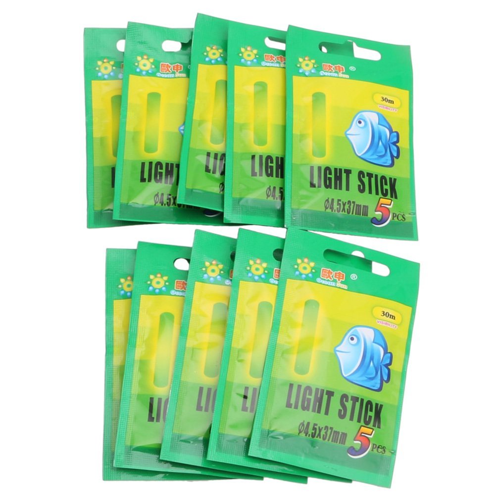 Wodwad 50pcs (10bags) 4.537mm Float Glow Stick Night Fishing Green Fluorescent Light
