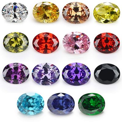 1pcs Per Colors Total 15pcs Oval Shape Cubic Zirconia Mixed Colors Synthetic Gemstone (4x6mm)