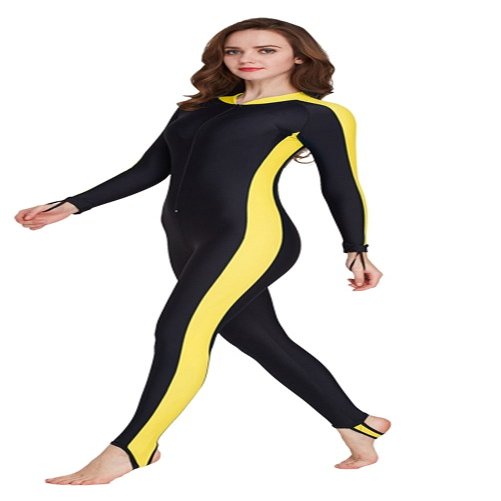 ShuoBeiter New Women Swimsuit Girls & Ladies Modest Jumpsuit Fitness One Piece Snorkeling Surfing Suit Jellyfish Wetsuit Swimming Costume (Yellow, 4XL)