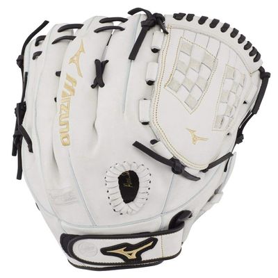Mizuno GMVP1250PF3W MVP Prime Fastpitch Softball Gloves, 12.5", Left Hand, Right Hand: White/Black (R009)