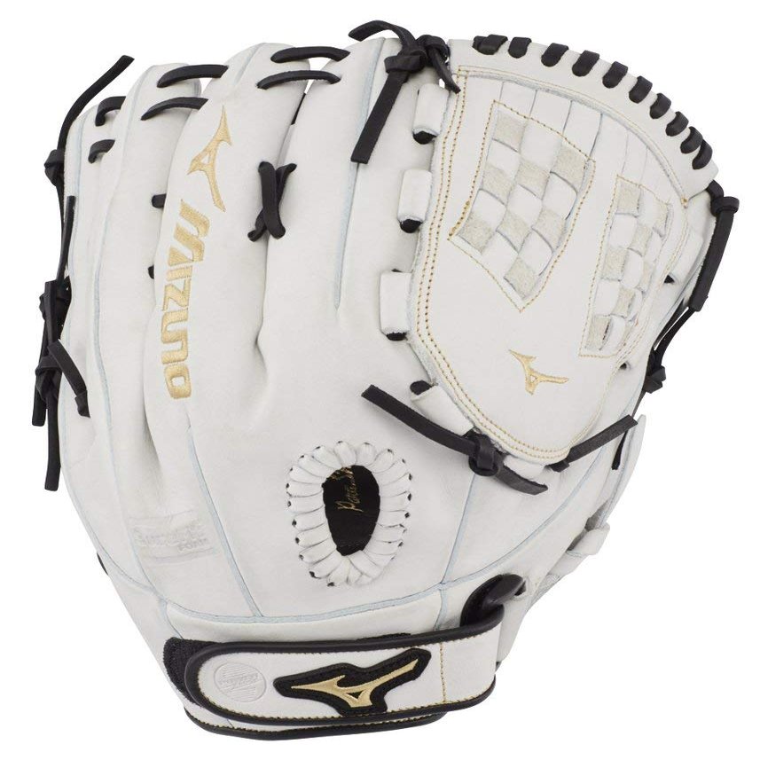 Mizuno GMVP1250PF3W MVP Prime Fastpitch Softball Gloves, 12.5", Left Hand, Right Hand: White/Black (R009)