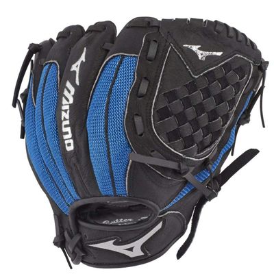 Mizuno GPP1050Y3RY Prospect Series PowerClose Baseball Gloves, 10.5", Left Hand ,Black/Royal Tartan Flex Web