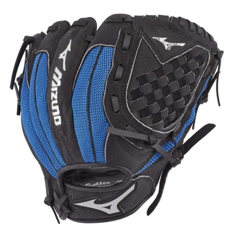 Mizuno GPP1050Y3RY Prospect Series PowerClose Baseball Gloves, 10.5", Left Hand ,Black/Royal Tartan Flex Web