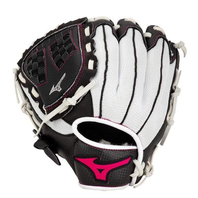 Mizuno GPP1005F3 Prospect Finch Series Youth Softball Gloves, 10", Left Hand Throw, White/Black/Pink Trident Web