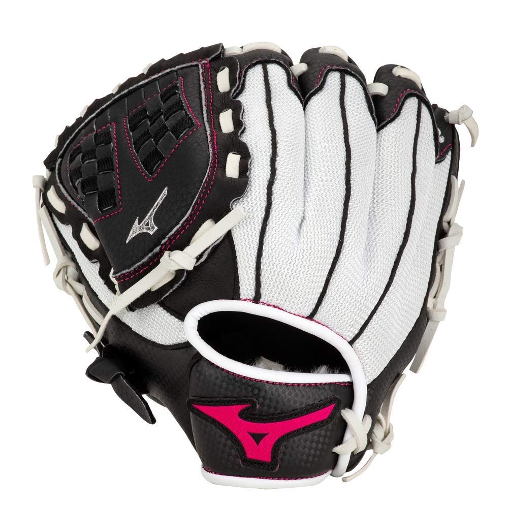 Mizuno GPP1005F3 Prospect Finch Series Youth Softball Gloves, 10", Left Hand Throw, White/Black/Pink Trident Web