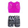 YiZYiF Child Girls 2-Piece Tank Top with Letter Print Bottoms Set for Gymnastics Dance Gym Sports Rose 3-4 view 2
