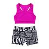 YiZYiF Child Girls 2-Piece Tank Top with Letter Print Bottoms Set for Gymnastics Dance Gym Sports Rose 3-4 view 3