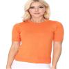 YEMAK Women's Knit Sweater Top  Half Sleeve Crewneck Basic Casual Classic Fit Lightweight Knitted Soft Pullover Tee MK3664-BLK-L view 3