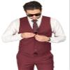 AZAR MAN Men's Slim Fit Dress Suit Vest 5 Button Adjustable Back Strap 48 Chest (XXLarge), Solid Burgundy view 2